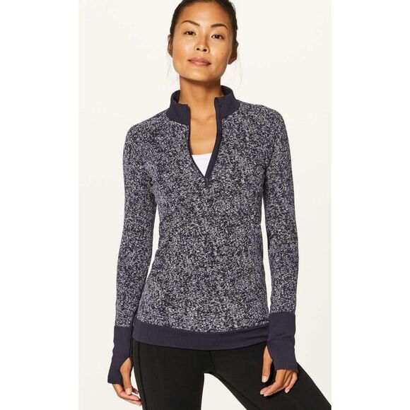 NEW Lululemon Rest Less 1/2 Zip Black / White, $110 Sz 4 A54 - Picture 1 of 11